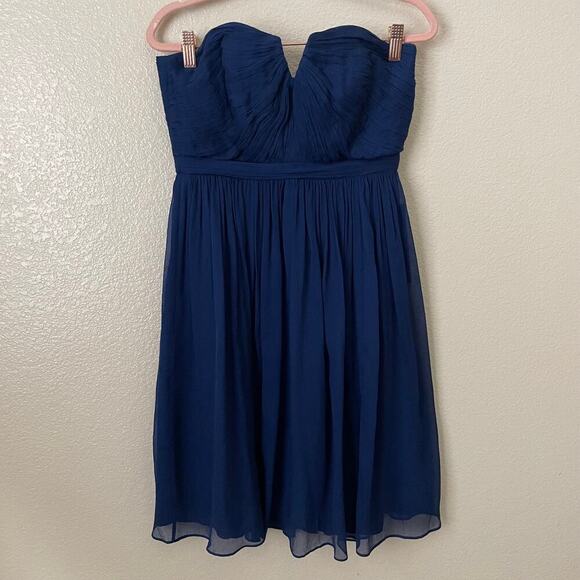 J. Crew Dress Womens Size 2 Blue Nadia Silk Pleated Chiffon Mini A-Line Cocktail - Picture 3 of 14